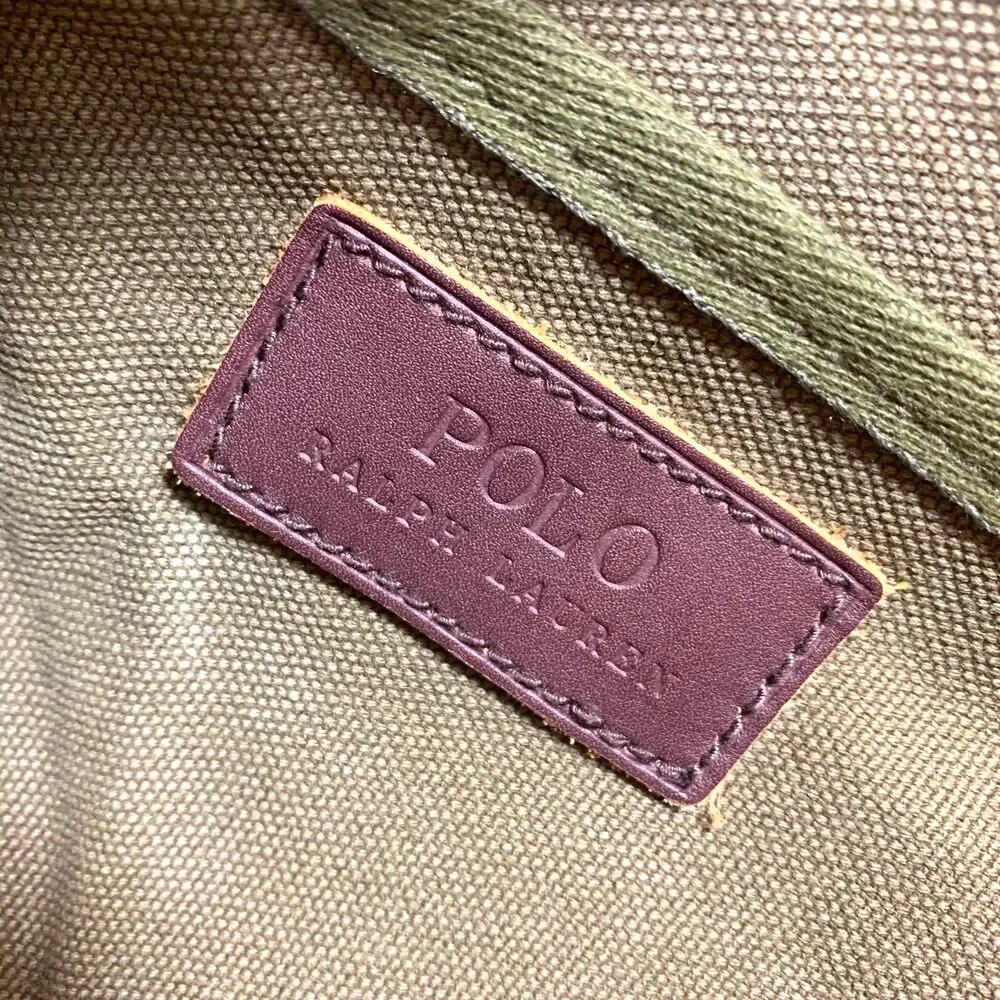 Vintage 90s Polo Ralph Lauren Canvas Tote Bag Green Big Pony Travel Duffel